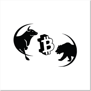 Bull Market vs Bear Market Bitcoin Posters and Art